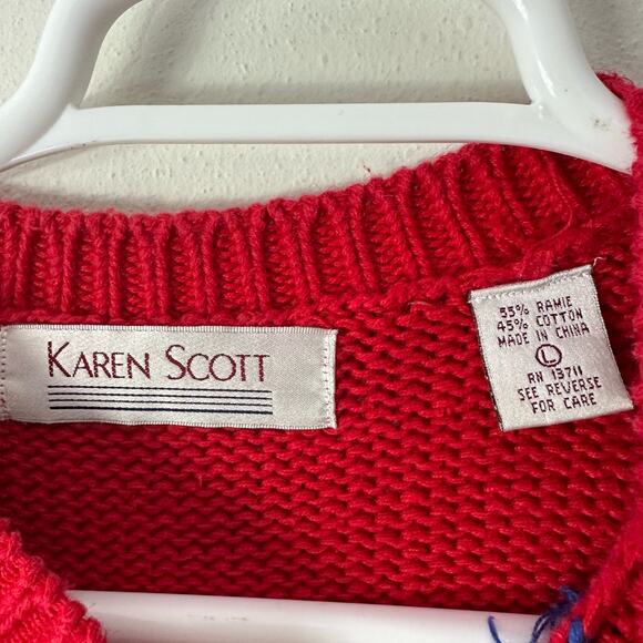 Vintage Karen Scott Women's Large‎ Holiday Christmas Sweater Knit Red Crewneck - Picture 3 of 5